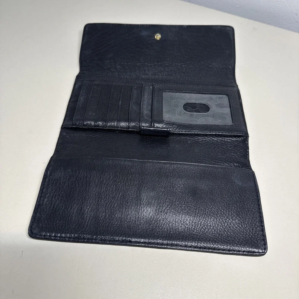 Michael Kors Black Soft Leather Twofold  Snap Zip Flap Women's Large Wallet